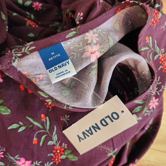 Old Navy Floral Maxi Dress Puff Sleeve Slit Boho Whimsigoth Witchy Medium Petite - Picture 16 of 16